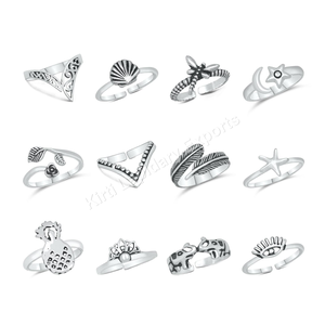 Bague artisanale en laiton plaqué argent, vente en gros, bague avec pierres précieuses, Jaipur Inde, faible MOQ 2 pièces - Product Image 1
