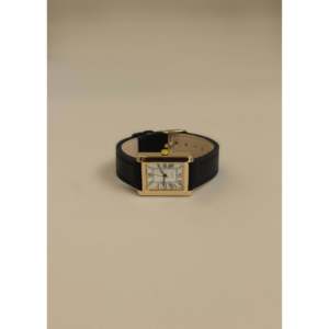 Montre vintage à quartz rectangulaire avec bracelet en cuir noir, étanche, fonction répétiteur de phases lunaires, cadran de 40 mm, style antique - Product Image 1