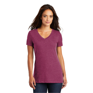 T-shirt Femme Col V en Maille Mélange Durable, Décontracté, Uni, Écologique, pour l'Entraînement, Vente en Gros, Marque Renommée - Product Image 4