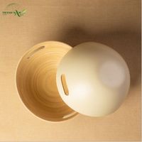 Bol jetable en bambou filé à la main avec poignée intégrée, design minimaliste écologique, idéal pour la rentrée scolaire, personnalisable