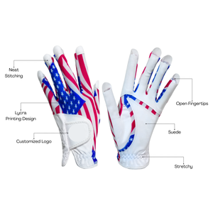 Guante de golf con estampado de bandera, guante de golf para mano izquierda, accesorio de entrenamiento deportivo con apariencia de cuero transpirable - Product Image 6