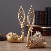 Figurine de renne en or de luxe Décor d'hiver élégant Idéal pour la pièce maîtresse de table Style à la maison et affichage festif de vacances