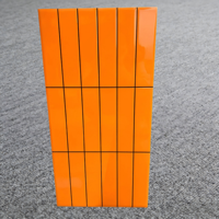 Azulejo de Porcelana Brillante Naranja de 300x600mm para Pared y Suelo, Antideslizante y Antibacteriano, con Patrones de Rayas Pre-Grabadas para Cocina y Baño