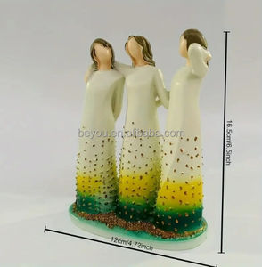 Figuritas de hermandad Chi <span class=keywords><strong>Eta</strong></span> Phi estatuas hechas a mano de resina verde amarillo mujeres ornamento regalo para ocasión festiva decoración de estante de escritorio - Product Image 6