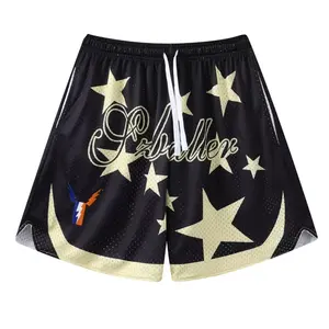 Pantalones Cortos de Baloncesto Personalizados de Moda para Hombre, Cintura Alta, de Malla, para Entrenamiento de Verano, Diseño Liso, Doble Capa - Product Image 2