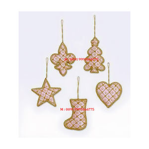 Adornos Navideños Colgantes Hechos a Mano con Bordado Zari, Múltiples Formas, Decoración para el Hogar y Regalos - Product Image 1