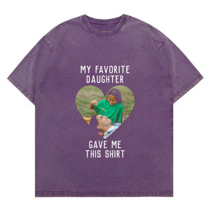 Nueva llegada Unisex lavado personalizable "<span class=keywords><strong>Mi</strong></span> hija favorita me dio esta camisa" Padre-hija foto corazón gráfico camiseta - Product Image 2