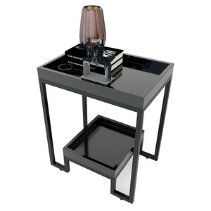 Modern Rubber Wood & Iron Frame Two-tiered Living Room <b>Side</b> <b>Table</b> Durable <b>Set</b> (SST005) - Product Image 1