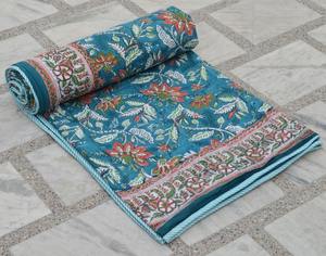 100% Organic Mulmul Cotton Quilt Soft and Comfortable Solid Pattern Blanket Handmade in India - Product Image 5