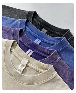 Personalizado 180 gramos de peso pesado 100% algodón transpirable camiseta Vintage lavado ácido de gran tamaño estilo casual impreso - Product Image 2