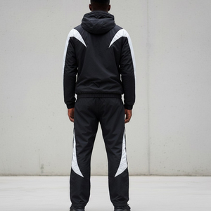 Venta al por mayor de chándal cortavientos impermeable con logotipo bordado personalizado estilo Hip Hop chándal con paneles de bloque de color para hombres - Product Image 3