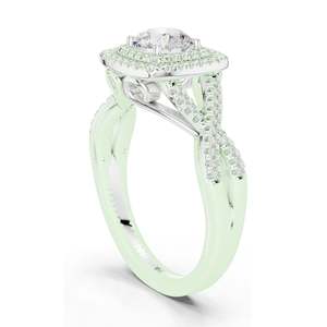 Anillo de Compromiso con Halo de Diamantes de Laboratorio de Corte Cojín de 1.22 CT, Claridad VVS-VS EF, Oro de 18K, 14K, 10K y Plata 925, Oro Rosa, Amarillo - Product Image 4