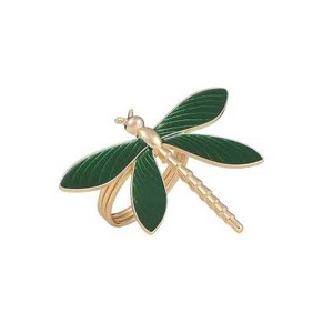 Libélula plateada en oro con alas de resina verde, servilleteros, servilletero de hoja de boda de color Vintage, servilletero moderno dorado - Product Image 1