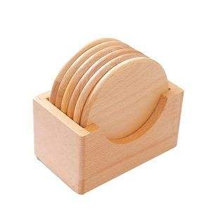 ATTRACTIVENESS STURDY MORDEN MULTI <b>WOODEN</b> COASTERS Functional Handmade Craft Drink Bamboo Coasters 6-Pack Set with Holder - Product Image 4