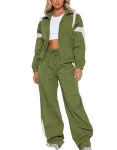 Survêtement pour femmes en polyester 100% respirant, écologique, léger, personnalisé avec logo OEM/ODM, 2 pièces, coupe-vent, fermeture éclair - Product Image 4