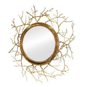 Petits Miroirs Décoration Murale Fer Forgé Design Soleil Éclatant Miroir Mural Décoratif Doré pour Salon 31 X 31 - Product Image 6
