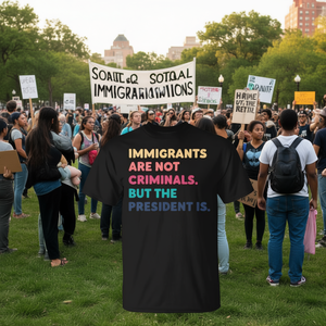 T-shirt Promozionale con Frase Audace: Gli Immigranti Non Sono Criminali President Is - Product Image 3