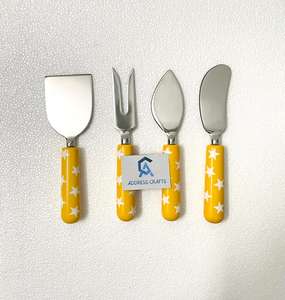 Ensemble de couverts à fromage de qualité unique en acier inoxydable avec manche en résine, 4 pièces, passe au lave-vaisselle, logo personnalisé, outils à fromage - Product Image 3