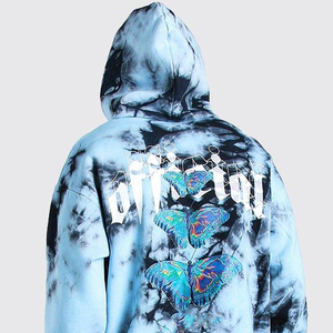 Oversized Butterfly <b>Tie</b> <b>Dye</b> <b>Hoodie</b> for Men Casual Graphic Printed Terry Fabric Adult Thermal Pullover Distress Back Print <b>Hoodi</b> - Product Image 3