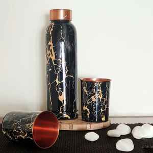 Bouteille d'eau en cuivre émaillé Yoga ayurvédique Drinkware avec design imprimé Avantages pour la santé Verres en plastique - Product Image 3