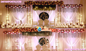 Mandap y Escenario con Temática de Velas Elegantes de Dst Exports, Pilares Metálicos Contemporáneos, Chuppah para Bodas al por Mayor, Mandap de Diamantes en el Reino Unido - Product Image 4