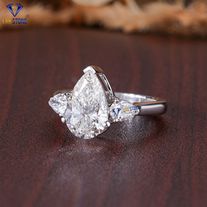 3.67 TDW poire coupe diamant bague 18k or blanc trois pierres bague Cvd/Hpht diamant laboratoire pierre bijoux - Product Image 2
