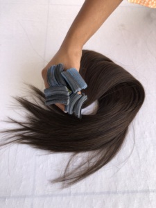 High Quality 100% Remy Virgin <b>Tape</b> Hair 24'' Straight Soft Indian Cambodian Raw Export Colour #2 Wholesale Indian Vendor - Product Image 4