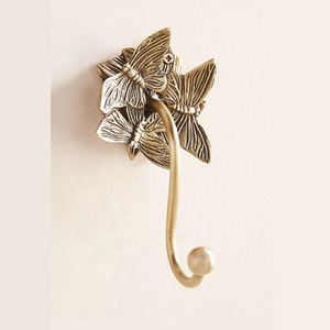 <b>Antique</b> <b>Brass</b> Metal Butterfly Wall <b>Hook</b> Key <b>Hook</b> Towel <b>Hook</b> - Product Image 1