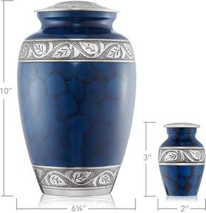 ชุดโถเพลิงศพแบบแกะสลัก 5 ชิ้นสําหรับเถ้ามนุษย์ - ผู้ใหญ่ 1 คน + ของที่ระลึก 4 ชิ้น ขนาดโทเค็น สีฟ้า - Product Image 3