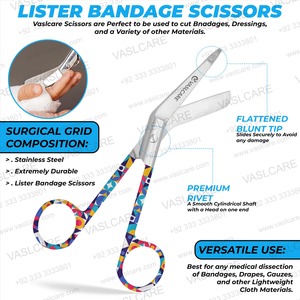 Vaslcare Ciseaux à pansements en acier inoxydable Motif abstrait unique Manuel Power Dressing Lister Lames tranchantes à pointe émoussée pour - Product Image 2