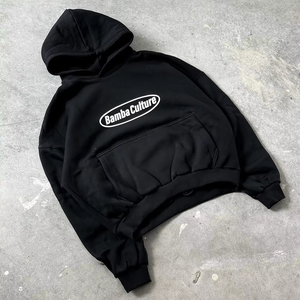 Sudadera con Capucha Personalizada para Hombre, 100% Algodón, Estilo Terry, Gruesa, Lavado Ácido, Negra, Vintage, Holgada, Desteñida por el Sol - Product Image 1