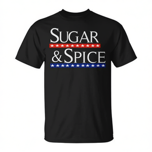 T-shirt Sugar And Spice noir pour adulte, unisexe, design patriotique, col rond, manches courtes - Product Image 3
