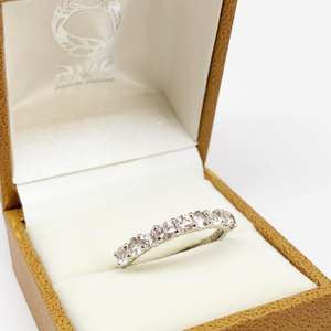 2มม. กลมตัดครึ่งนิรันดร์แหวนแต่งงานชุบทอง18K เครื่องประดับเงินสเตอร์ลิงสำหรับงานหมั้นและของขวัญ - Product Image 3