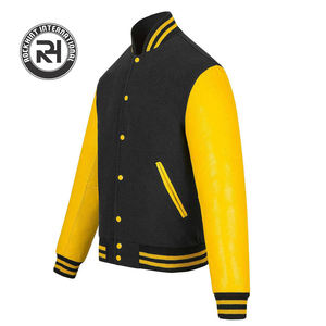 Vente en gros de veste universitaire noire de qualité supérieure avec support avant personnalisé pour vêtements de sport d'équipe scolaire veste Letterman de baseball fabricant OEM - Product Image 1