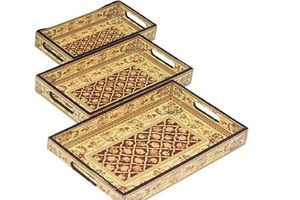 Exclusive <b>Round</b> Shaped <b>Serving</b> <b>Tray</b> Made of Wood Kitchenware Dinnerware Use <b>Tray</b> for Home Hotels Restaurants New Arrival - Product Image 3
