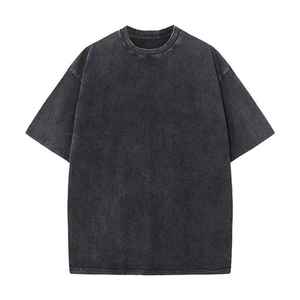 เสื้อยืดคอกลมผ้าฝ้ายฟอกกรดสำหรับผู้ชายเสื้อโอเวอร์ไซส์ซักได้สำหรับ100% - Product Image 5