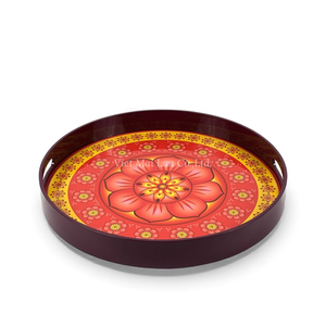 Plateau en laque floral fait à la main avec un motif floral pour le service et l'utilisation décorative de la table, conçu par des artisans du Vietnam - Product Image 3