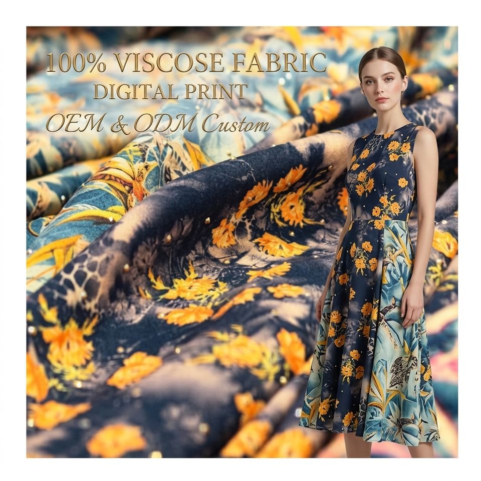 Rayon Woven Print Fabric Viscose Textile Material for Womens Dress ...