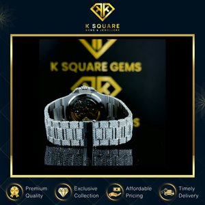 Bán độc quyền chất lượng tốt nhất vvs Vòng phong trào sang trọng thạch anh tự động Analog moissanite kim cương đồng hồ từ Ấn Độ - Product Image 3