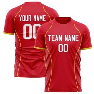 Customized Team Name Number Name American Football T-shirt Crew Neck Red <b>Sports</b> T Shirt Loose Quick Dry Team Uniform - Product Image 2