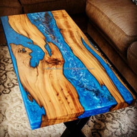 Table de salle à manger en bois massif de rivière en résine époxy faite à la main table de restaurant en bois d'acacia sur mesure table de salle à manger en résine de rivière pour décor