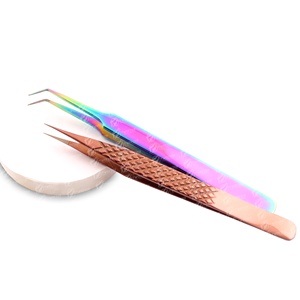 Pinzas de pestañas de volumen con agarre de diamante antimagnético ligeras, extensiones de pestañas de acero inoxidable probadas a mano, logotipo personalizado puntiagudo - Product Image 2