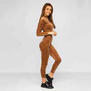 ชุดเสื้อผ้าสองชิ้นแบบลำลองระบายอากาศได้ดีชุดครอปท็อปและกางเกงผ้าฝ้าย100% มีฮู้ดสีทึบ - Product Image 5