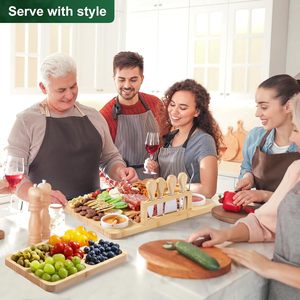 <span class=keywords><strong>Planche</strong></span> à fromage en bambou avec couteaux, <span class=keywords><strong>planche</strong></span> à découper en bois poli, durable, écologique, non toxique, design carré, pour légumes - Product Image 6