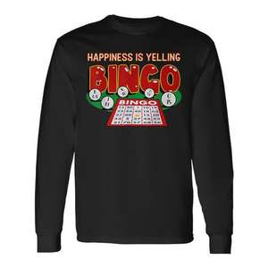 T-shirt à manches longues Bingo Happiness, design de jeu de bingo, vêtements unisexes - Product Image 1