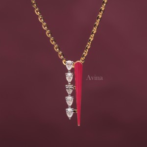 Pendentif en or 18 carats avec diamant de laboratoire certifié IGI taille poire et émail rouge |   Collier de fiançailles tendance en bijouterie fine - Product Image 2