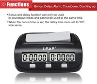 LEAP Horloge d'échecs Minuterie d'échecs numérique professionnelle pour jeux de société Minuterie avec fonction d'alarme Noir (Official Store)
