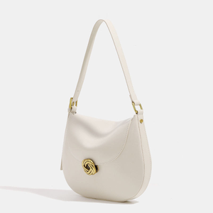 กระเป๋าถือทรงคลาสสิคสีขาว ดีไซน์แฟชั่น ทำมือ สำหรับผู้หญิง ปี 2025 กระเป๋าสะพายทรงอานม้า คุณภาพสูง พร้อมสายสะพายไหล่ - Product Image 6