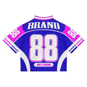 Streetwear personnalisé à impression intégrale Maillot de football américain rétro en maille de transfert de chaleur de haute qualité Coupe courte de grande taille à manches courtes - Product Image 4