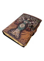 Mère De Terre Imprimer Blanc Sort Livre Des Ombres Deckle Art Papier Vintage En Cuir Véritable Journal Cahier Antique Laiton C-Lock